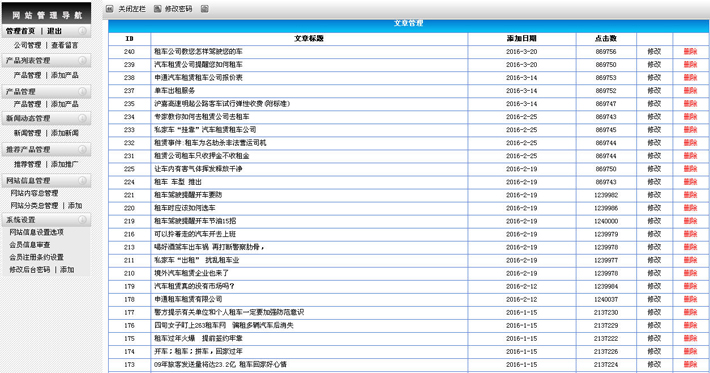 租车公司网站后台管理系统