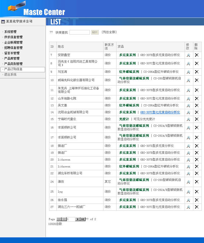 化工公司网站管理系统