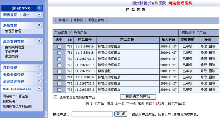 专科医院网站后台管理页